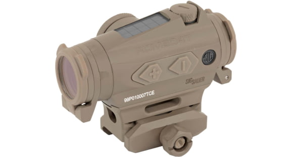 Image of SIG SAUER Romeo4T Red Dot Sight, Ballistic Circle Dot, Solar, 0.5 MOA Adjustable, Side Battery, Hex Bolt Mount, Spacer, Flat Dark Earth, Medium, SOR43131