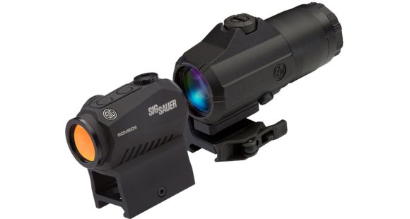 Image of SIG SAUER Romeo5 Red Dot Sight, 2 MOA Dot, M1913, Black, Juliet3 3x Magnifier, Black, Medium, SORJ53101