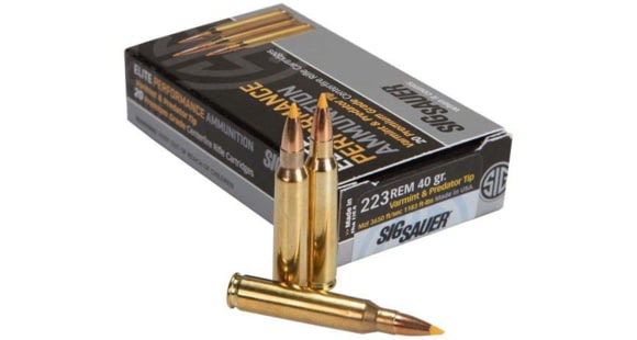 Image of SIG SAUER SIG Hunting Rifle Ammo .223 Remington 40 grain Full Metal Jacket Brass Cased Centerfire Rifle Ammo, 20 Rounds, E223V1-20