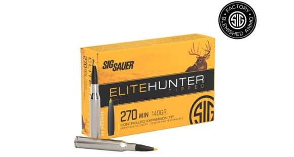 Image of SIG SAUER SIG Hunting Rifle Ammo .270 Winchester 140 grain Controlled Expansion Tip Brass Cased Centerfire Rifle Ammo, 200 Round