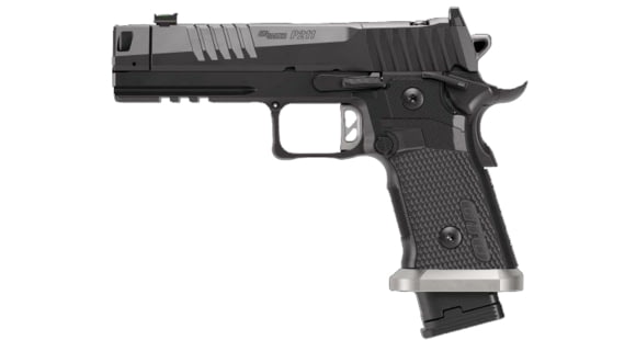 Image of SIG SAUER P211 GTO Semi Auto Pistol, 9mm Luger, 4.4 in Barrel, Fiber Optic Sight, Stainless Steel Black Frame, G10 Grip, 3-Mag, 10 Round Capacity, 211F-9-GTO-10-FRRMPG