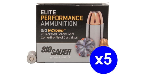 Image of SIG SAUER V-Crown Ammo .40 S&amp;W 165 grain Jacketed Hollow Point Brass Cased Centerfire Pistol Ammo
