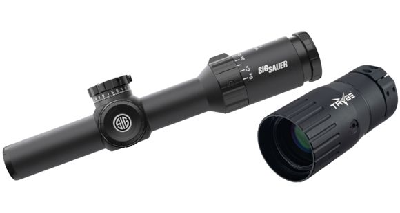 Image of SIG SAUER Whiskey5 Rifle Scope, 1-5X24mm, 30mm, Sfp, Hellfire Quadplex Illum Reticle, Black, SOW51011 with TRYBE Optics Enhancer