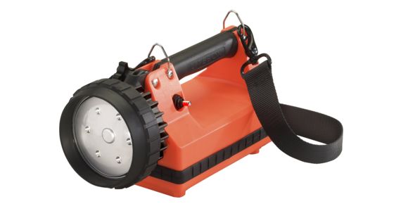Image of Streamlight E-Flood Firebox Rechargeable Lantern with Blue Taillight LEDs, 615 Lumens, 22060 - Iec Type A 100V Ac Charge Cord, 12V Dc Standard System, Orange, 45814