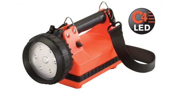 Image of DEMO, Streamlight E-Flood LiteBox 1,500 Lumen Rechargeable Lantern, 12V DC Vehicle Mount System with Direct Wire Rack and Shoulder Strap, Orange, 45805