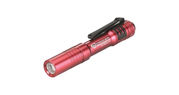 Image of Streamlight MicroStream USB Rechargeable Bright Small LED Flashlight, 250/50 Lumens w/ 5in USB Cord and Lanyard, Clam, Red, 66602