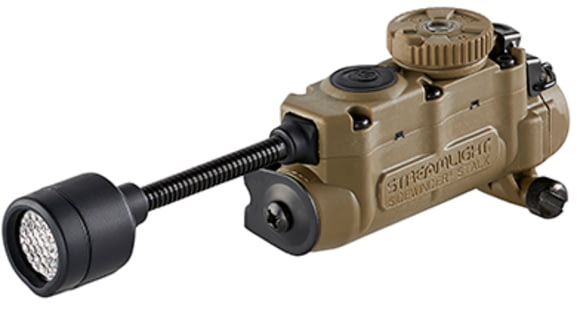 Image of Streamlight Sidewinder Stalk LED Tactical Helmet Light System w/Flexible Stalk, AA Alkaline/AA Lithium/CR123A Lithium Battery, White/IR/ Red/Blue/Green, 57/76 Lumens, Coyote/Black, 14306