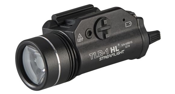 Image of Streamlight TLR-1 HL LED Rail-Mounted Tactical Flashlight, CR123A, White, 1000 Lumens w/Lithium Batteries, Black, 69260