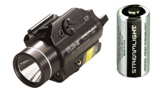 Image of Streamlight TLR-2 Tactical Weapon Flashlight w/ Laser Sight &amp; No Strobe w/ Streamlight Flashlight Replacement 3V CR123 Lithium Batteries - 2 Pack