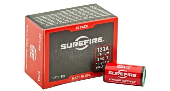 Image of SureFire 123A 3 Volt Lithium Battery Box, 12 Batteries, NSN 6135-01-351-1131, SF12-BB