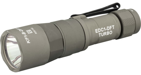 Image of SureFire TURBO Series 18350/123 Everyday Carry Flashlight Dual-Output High-Candela LED Flashlight, Hard Anodized, Tan, EDC1-DFT-TN