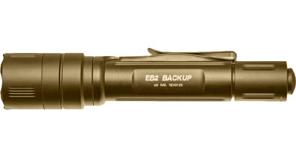 Image of SureFire EB2 Backup, 6 Volt, Dual Stage 500/5 Lu, Wh LED, Alum Tan Type Iii Ano, Click Switch, Tan EB2C-A-TN