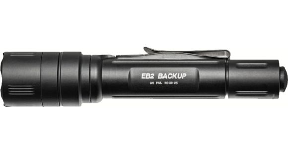 Image of SureFire EB2 Backup, 6 Volt, Dual Stage 500/5 Lu, Wh LED, Alum Black Type Iii Ano, Tactical Switch, Black EB2T-A-BK