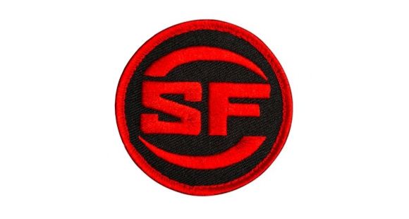 Image of Surefire Patch, SF Logo, Red &amp; Black Circle, W/ Velcro, PCH-SF-BK