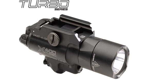 Image of USED, SureFire X400T Turbo Series High-Candela LED Weaponlight, 123A Lithium, Green Laser, 600 Lumens, Black, X400T-A-GN