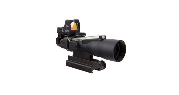 Image of Trijicon 3x30 Compact ACOG Rifle Scope, Dual Illuminated Green Horseshoe Ballistic Reticle w/ Colt Knob Thumbscrew Mount &amp; LED 3.25 MOA Red Dot RMR Type 2, Black, 400311