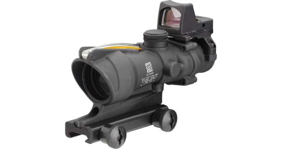 Image of Trijicon 4x32 ACOG Rifle Scope, Dual Illuminated Amber Crosshair .223 Reticle w/ Colt Knob Thumbscrew Mount &amp; LED 3.25 MOA Red Dot RMR Type 2, Black, 100551