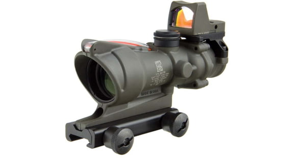 Image of DEMO, Trijicon 4x32 ACOG Rifle Scope, Dual Illuminated Red Chevron .223 Reticle w/ Colt Knob Thumbscrew Mount &amp; LED 3.25 MOA Red Dot RMR Type 2, Cerakote OD Green, 100569