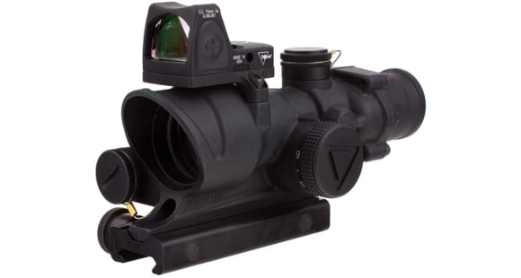 Image of Trijicon 4x32 ACOG Rifle Scope, LED Red Crosshair .223 Reticle w/ Colt Knob Thumbscrew Mount &amp; Adjustable LED 3.25 MOA Red Dot RMR Type 2, Black, 100564