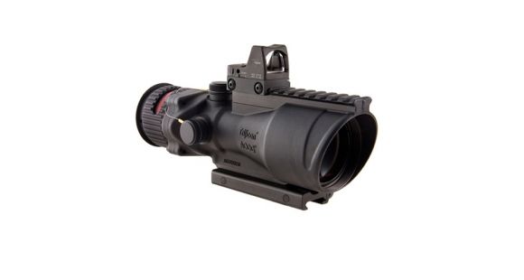 Image of Trijicon 6x48 ACOG Rifle Scope, Dual Illuminated Red Chevron .50 BMG Reticle w/ Colt Knob Thumbscrew Mount &amp; LED 6.5 MOA Red Dot RMR Type 2, Black, 100562