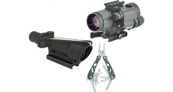 Image of Trijicon ACOG 3.5x35 Dual Ill Rifle Scope w/Mount, Red Crosshair .308 Reticle with Armasight Gen 2+ Day/Night Vision Clip-On System and FREE Gerber Suspension Multi-Plier