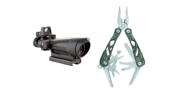Image of Trijicon ACOG 3.5x35 Dual Illuminated Green Chevron .223 Ballistic Reticle with TA51 Mount Adjustable LED RMR 3.25 MOA Red Dot Sight, Black 100238 w/ FREE Gerber Suspension Multi-Plier w/ Open Frame