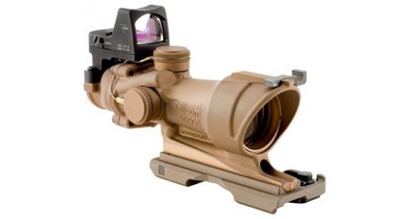 Image of Trijicon ACOG 4x32 ECOS Dark Earth Brown Amber Center Illumination Rifle Scope and 4.0 MOA RMR Sight