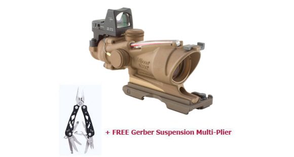 Image of Trijicon ACOG 4x32 ECOS Rifle Scope w/3.25MOA RMR Sight, Earth Brown, Red Center Illumination, FREE Multi-Plier