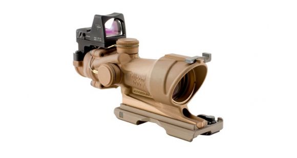 Image of Open Box, Dealer Demo, Trijicon ACOG 4x32 ECOS Dark Earth Brown Amber Center Illumination Rifle Scope and 4.0 MOA RMR Sight