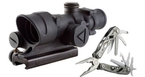 Image of Trijicon ACOG TA02 LED 4x32mm Rifle Scope, Black, Red Crosshair .223 / 5.56x45mm Reticle, MOA Adjustment, w/ Gerber Suspension Multi-Plier 1471, 100190-KIT