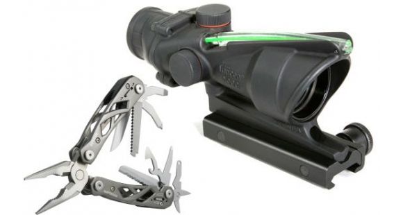 Image of Trijicon ACOG 4x32 Scope, Dual Illuminated Green Crosshair .223 Ballistic Reticle &amp; Gerber Suspension Multi-Plier 1471, BOX