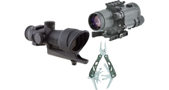 Image of Trijicon ACOG 4x32 Scope w/Full Line Red Illumination Reticle with Armasight Gen 2+ Day/Night Vision Clip-On System and FREE Gerber Suspension Multi-Plier