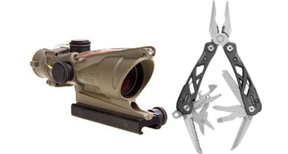 Image of Trijicon ACOG 4x32 Scope with TA51 Mount, CK-FDE, Tritium Only, Center Illuminated Amber Crosshair . 100319 w/ FREE Gerber Suspension Multi-Plier 1471
