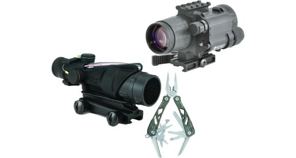 Image of Trijicon ACOG 4x32 USMC Rifle Scope, For M4, TA51 Mount with Armasight Gen 2+ Day/Night Vision Clip-On System and FREE Gerber Suspension Multi-Plier