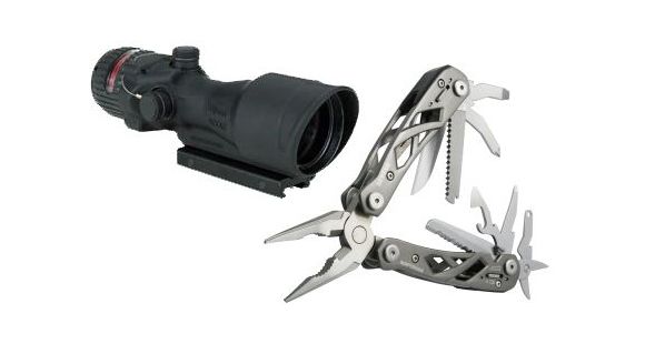 Image of Trijicon ACOG 6x48 Scope, Dual Illuminated Green Chevron .500 Ballistic Reticle &amp; Gerber Suspension Multi-Plier 1471, BOX