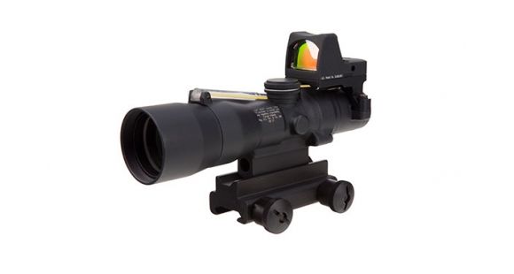 Image of Trijicon 3x30 Compact ACOG Scope, Dual Illuminated Amber Horseshoe/Dot 5.56x45mm/62gr. Ballistic Reticle w/ LED RMR 3.25 MOA Red Dot and Colt Knob Thumbscrew Mount 400131