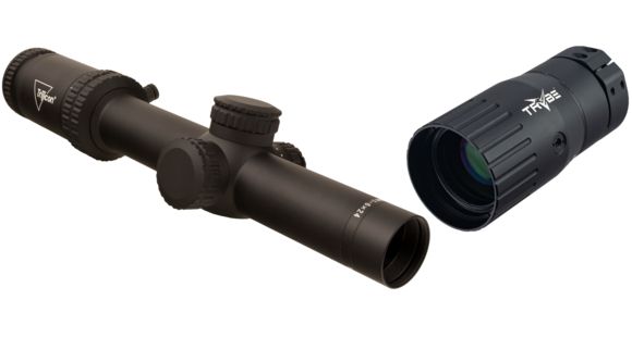 Image of Trijicon Credo CR624 1-6x24mm Rifle Scope, 30 mm Tube, First Focal Plane, Black, Red MRAD Segmented Circle Reticle, Mil Rad Adjustment, w/ TRYBE Optics Enhancer, CR624-C-2900023-KIT1