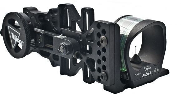 Image of Trijicon AccuPin Bow Sight - Green, Small Screw AccuDial Mount, Small Bubble Dial, Left Hand, Black BW51G-BLN