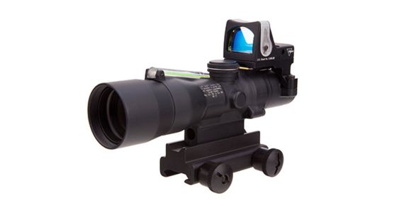 Image of Trijicon 3x30 Compact ACOG Scope, Dual Illuminated Green Chevron .223/62gr. Ballistic Reticle w/Dual Illuminated RMR 9.0 MOA Green Dot and Colt Knob Thumbscrew Mount 400160