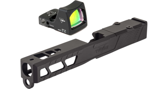 Image of Trijicon RM01 RMR Type 2 LED 3.25 MOA Red Dot Sight, Black and TRYBE Defense Pistol Slide, Glock 17, Gen 3, RMR Cut, Version 2, Black Cerakote