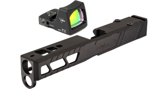 Image of Trijicon RM01 RMR Type 2 LED 3.25 MOA Red Dot Sight, Black and TRYBE Defense Pistol Slide, Glock 17, Gen 4, RMR Cut, Version 2, Black Cerakote