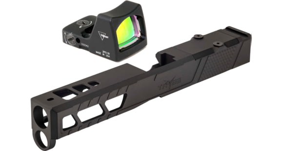 Image of Trijicon RM01 RMR Type 2 LED 3.25 MOA Red Dot Sight, Black and TRYBE Defense Pistol Slide, Glock 17, Gen 5, RMR Cut, Version 2, Black Cerakote