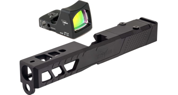 Image of Trijicon RM01 RMR Type 2 LED 3.25 MOA Red Dot Sight, Black and TRYBE Defense Pistol Slide, Glock 19, Gen 3, RMR Cut, Version 2, Black Cerakote