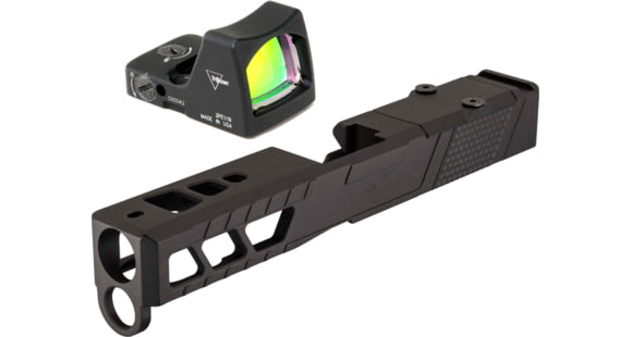 Image of Trijicon RM01 RMR Type 2 LED 3.25 MOA Red Dot Sight, Black and TRYBE Defense Pistol Slide, Glock 19, Gen 4, RMR Cut, Version 2, Black Cerakote