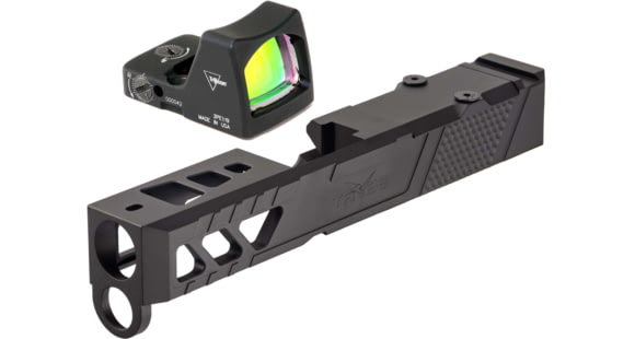 Image of Trijicon RM01 RMR Type 2 LED 3.25 MOA Red Dot Sight, Black and TRYBE Defense Pistol Slide, Glock 26, Gen 3/4, RMR Cut, Version 2, Black Cerakote