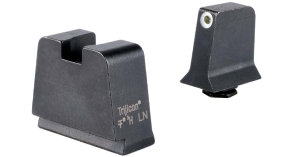 Image of Trijicon Suppressor/Optic Height Sight Set, White Front/Metal Rear &amp; Green Front Lamp, Glock 42, 43, 43x, 43e, 48, Black, 601144