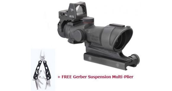 Image of Trijicon ACOG 4x32 Rifle Scope with Center Illuminated Amber Crosshair and 4.0 MOA RMR Sight and FREE Gerber Suspension Multi-Plier 1471