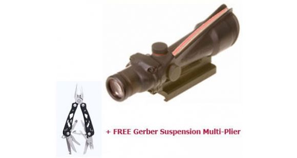 Image of Trijicon ACOG 3.5x35 Ill Rifle Scope w/Flat Top Adapter &amp; FREE MultiTool - Red Chevron BAC .223 Reticle