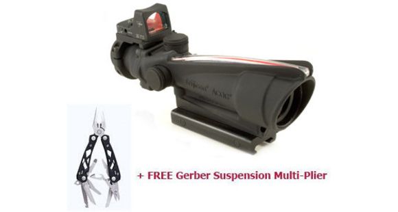 Image of Trijicon ACOG 3.5x35 Dual Ill Rifle Scope w/FREE Multi-Tool, Red Crosshair .223 Reticle, 4.0 MOA RMR Sight, Mount