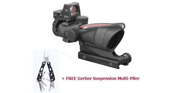 Image of Trijicon ACOG 4x32 Illuminated Red Crosshair .223 Ballistic Rifle Scope w/ 3.25MOA RMR Sight &amp; Free MultiTool TA31-RMR-KIT